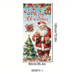 Christmas Door Cover Santa Xmas Hanging Background Yard Decoration