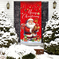 Christmas Door Cover Santa Xmas Hanging Background Yard Decoration
