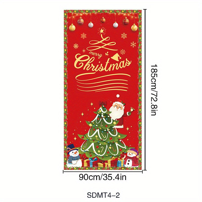 Christmas Door Cover Santa Xmas Hanging Background Yard Decoration