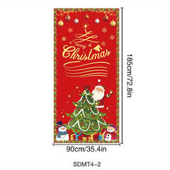 Christmas Door Cover Santa Xmas Hanging Background Yard Decoration