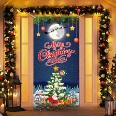 Christmas Door Cover Santa Xmas Hanging Background Yard Decoration