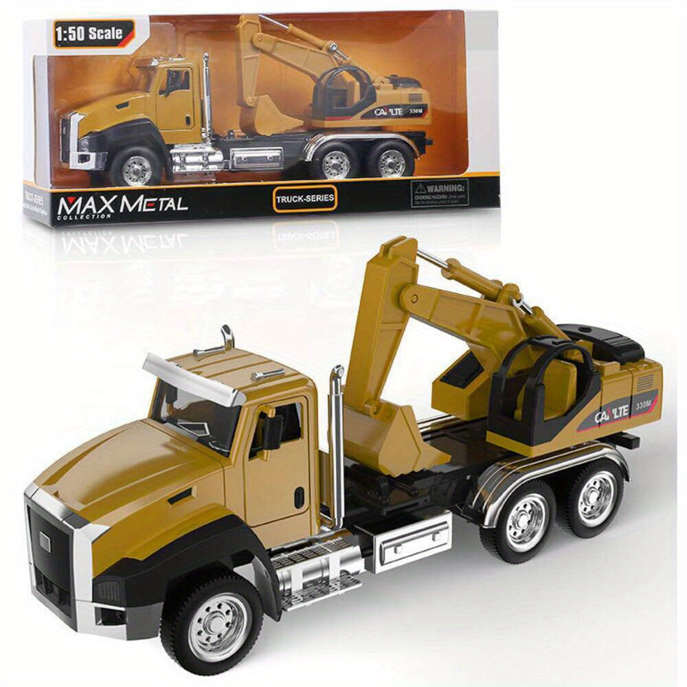 Excavator Fire Truck Alloy Engineering Car Toy Pull Back Set