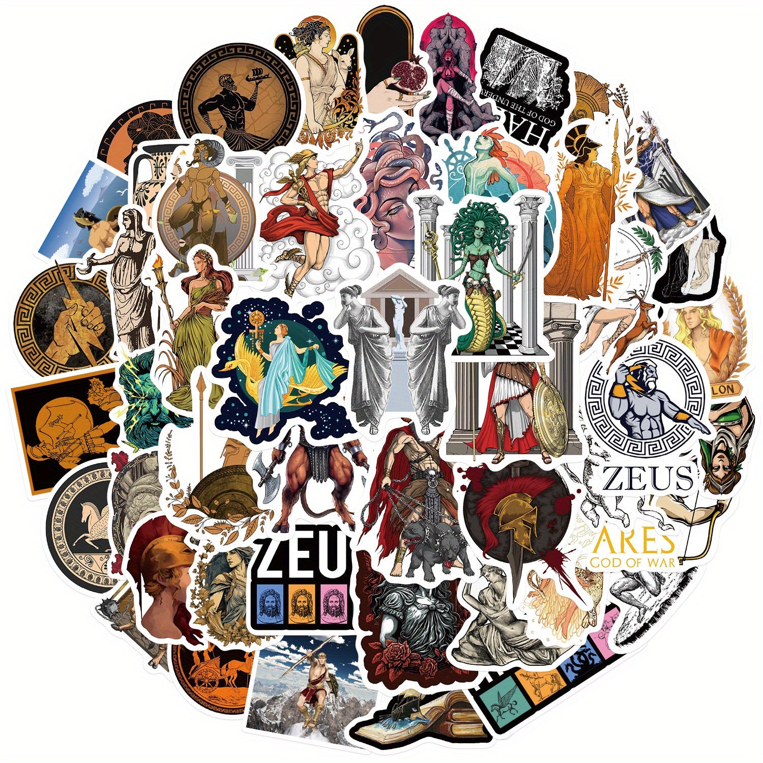 50pcs Greek Mythology Aesthetics Waterproof Vinyl Stickers for Decoration