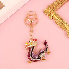 Chinese Zodiac Dragon Keychain Cartoon Rhinestone Dragon Key Chain