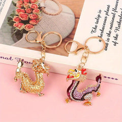 Chinese Zodiac Dragon Keychain Cartoon Rhinestone Dragon Key Chain