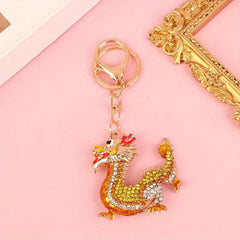 Chinese Zodiac Dragon Keychain Cartoon Rhinestone Dragon Key Chain
