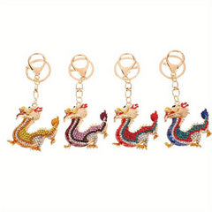 Chinese Zodiac Dragon Keychain Cartoon Rhinestone Dragon Key Chain