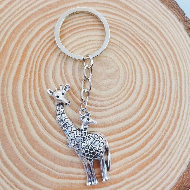 Giraffe Keychain Stainless Steel Key Ring Gift For Men Women