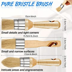 3pcs Chalk Wax Paint Brush for Furniture DIY Painting and Waxing Tool