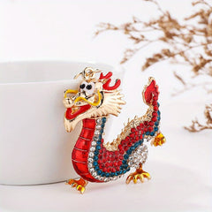 Chinese Rhinestone Zodiac Dragon Keychain Backpack Pendant Keyring