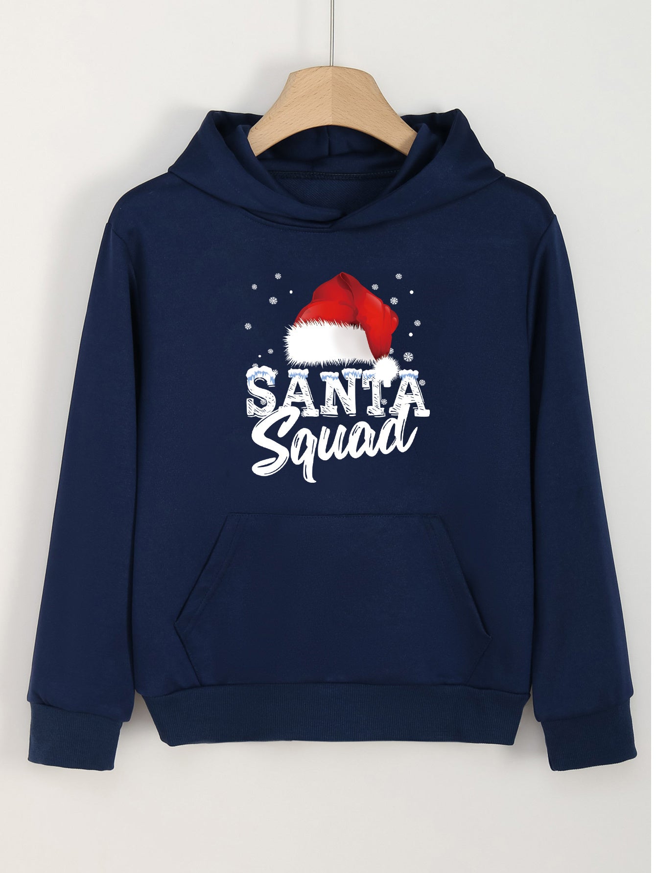 Girl's Santa Hat Letter Print Hoodie with Pocket