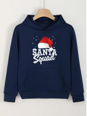Girl's Santa Hat Letter Print Hoodie with Pocket