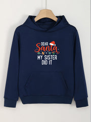 Girls Christmas Theme Letter Pattern Hoodie