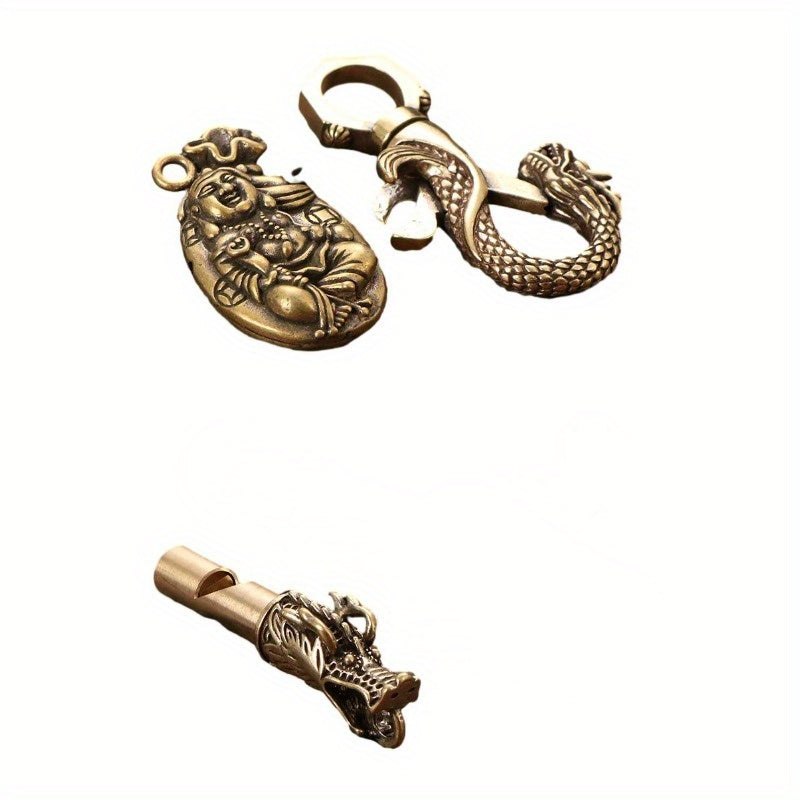 Brass Dragon Key Chain Pendant Retro Copper Key Chain