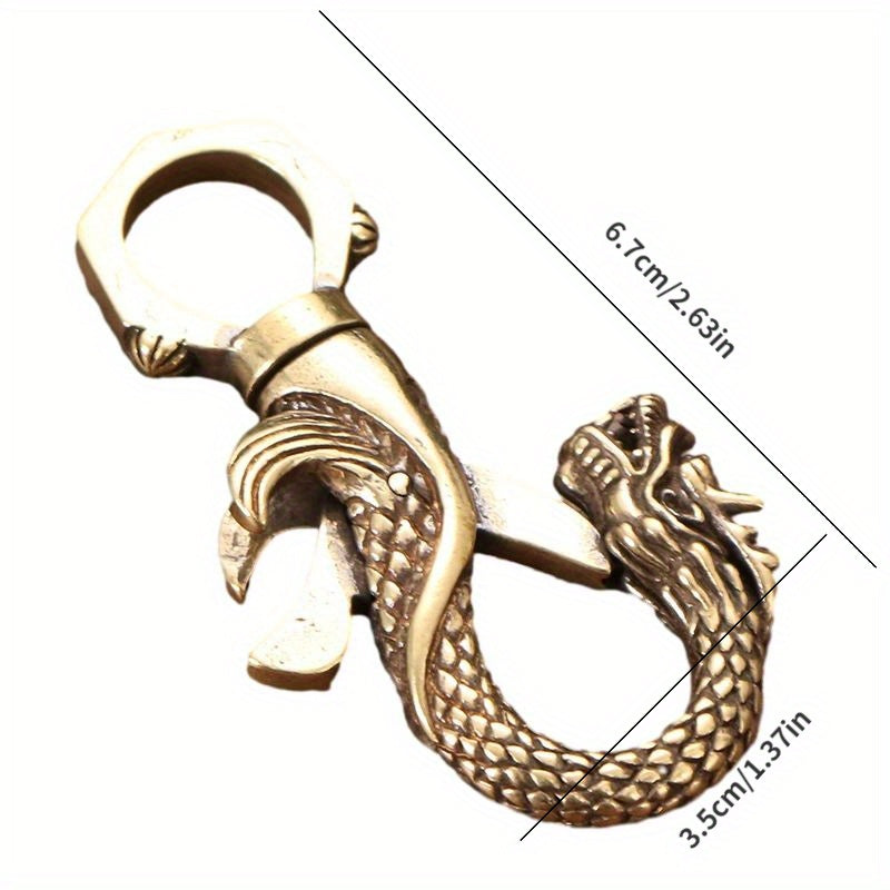 Brass Dragon Key Chain Pendant Retro Copper Key Chain