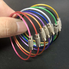 5pcs Stainless Steel Keychain Keyring with Screw Lock