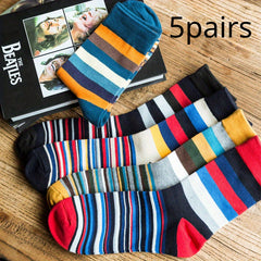 Men's Striped Crew Socks, 5 Pairs