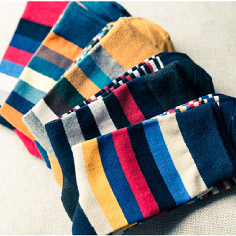 Men's Striped Crew Socks, 5 Pairs