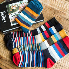 Men's Striped Crew Socks, 5 Pairs