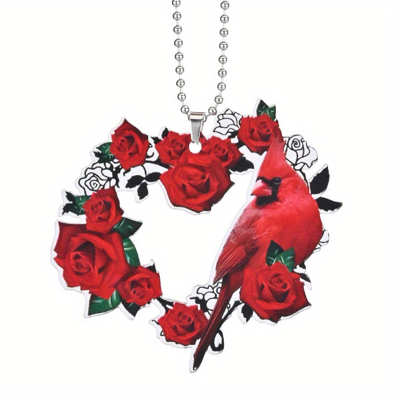 Rose Red Bird Decoration Pendant Bag And Key Chain Accessory