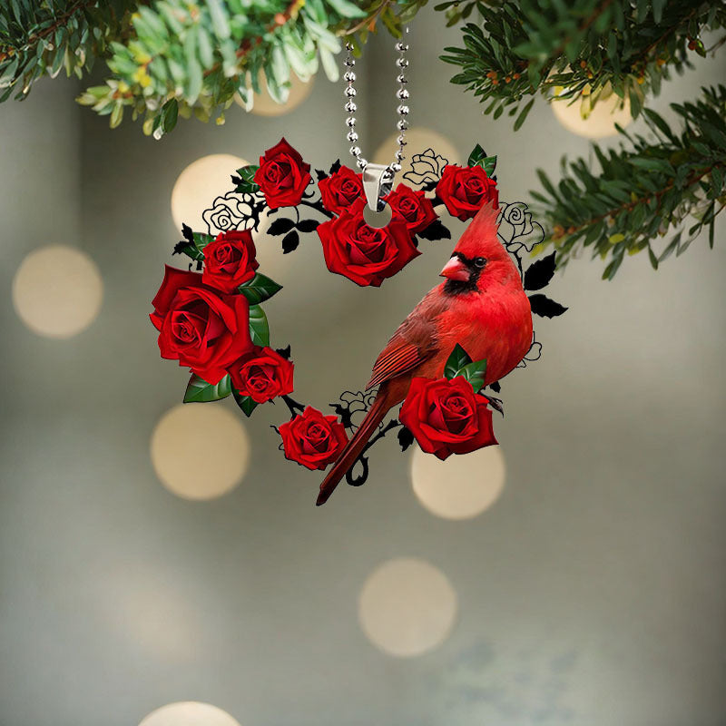 Rose Red Bird Decoration Pendant Bag And Key Chain Accessory