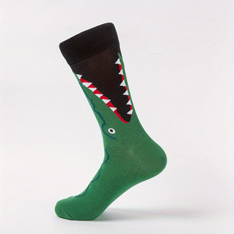 4 Pairs Animal Pattern Cartoon Crew Socks - Novelty Gift Idea for Teens Girl