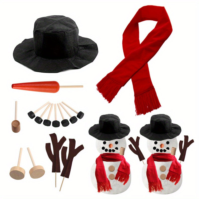 Winter Christmas Snowman Making Kit with Buttons, Scarf & Hat