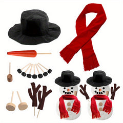 Winter Christmas Snowman Making Kit with Buttons, Scarf & Hat