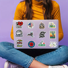 50pcs York Vinyl Waterproof Stickers for Water Bottle Laptop Phone Luggage