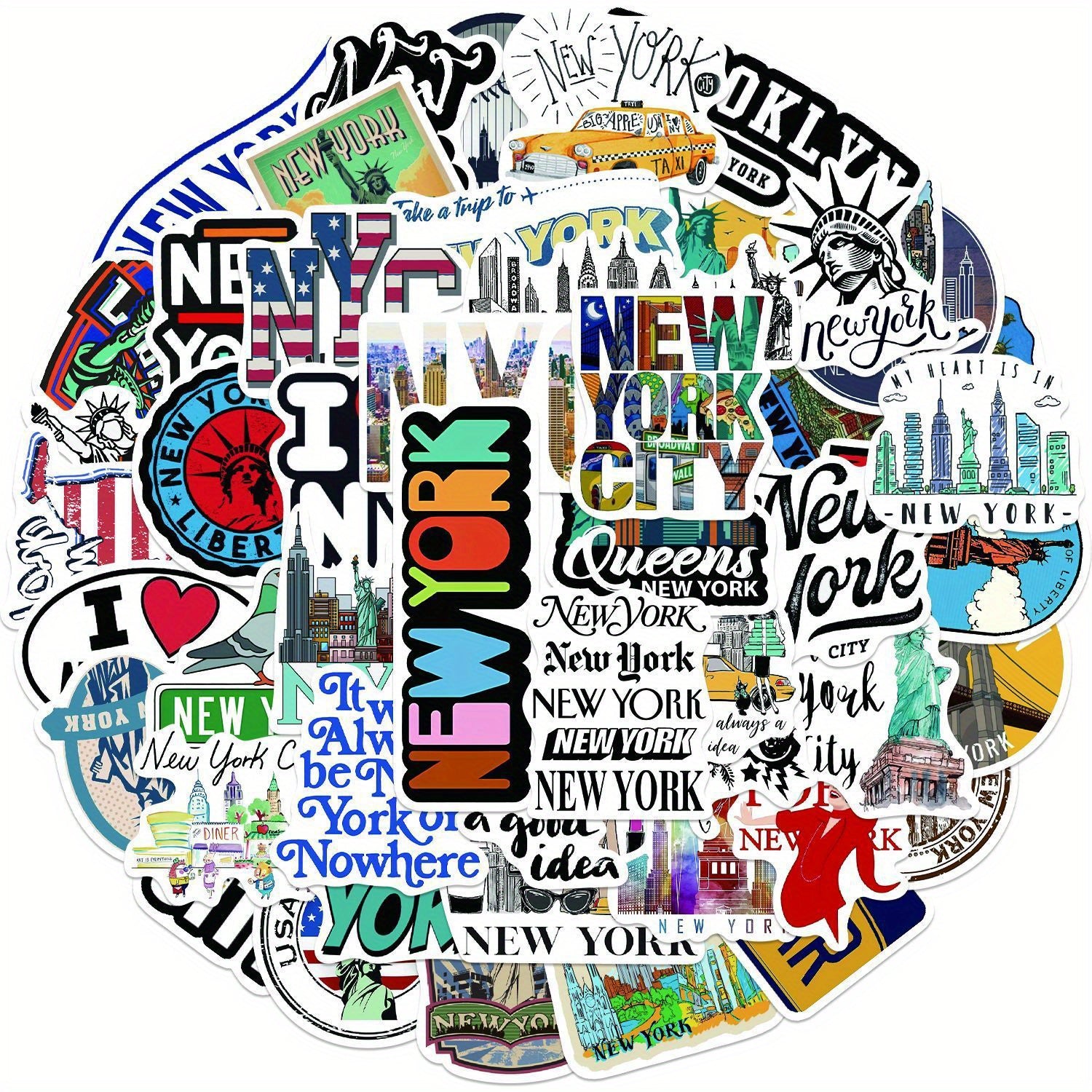 50pcs York Vinyl Waterproof Stickers for Water Bottle Laptop Phone Luggage