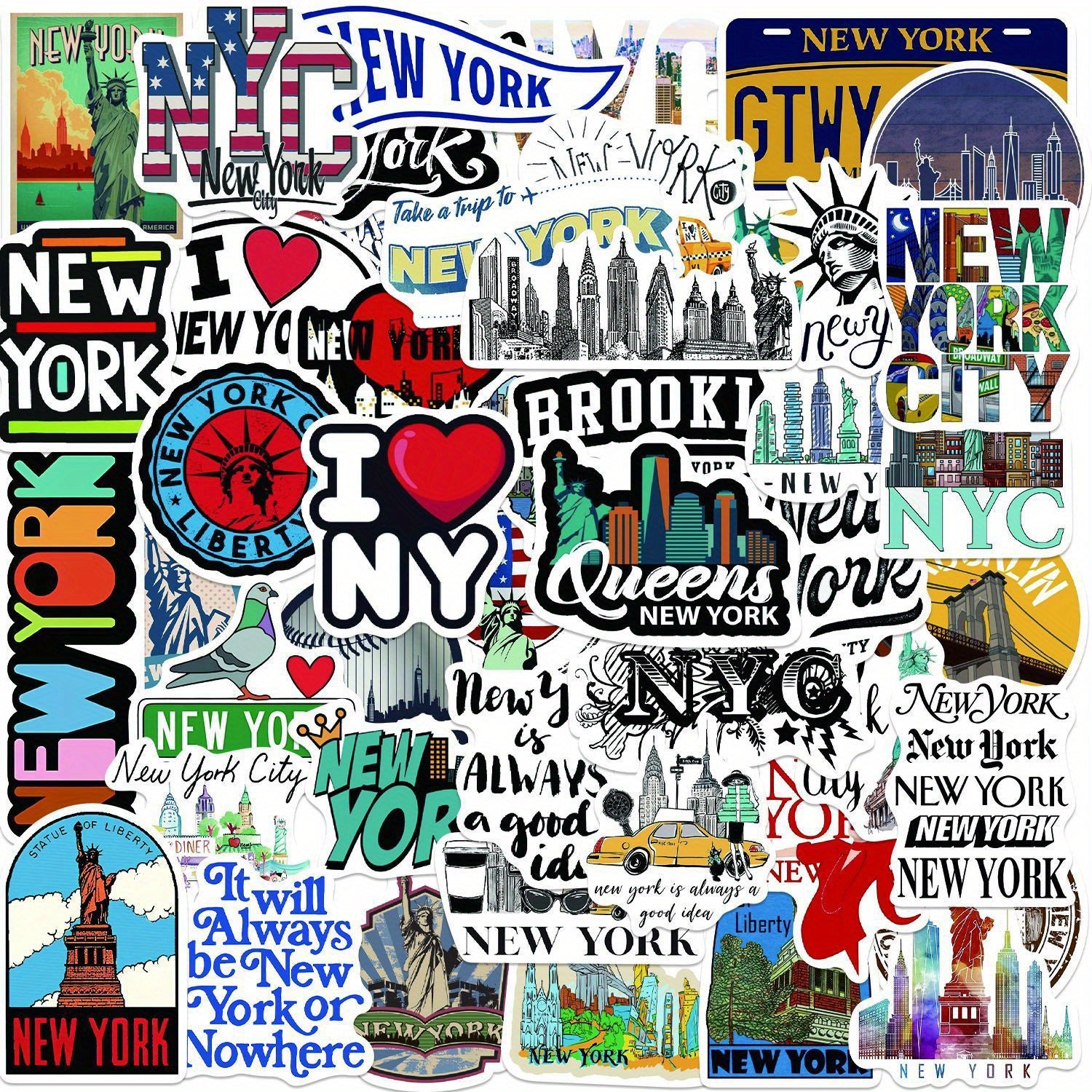 50pcs York Vinyl Waterproof Stickers for Water Bottle Laptop Phone Luggage