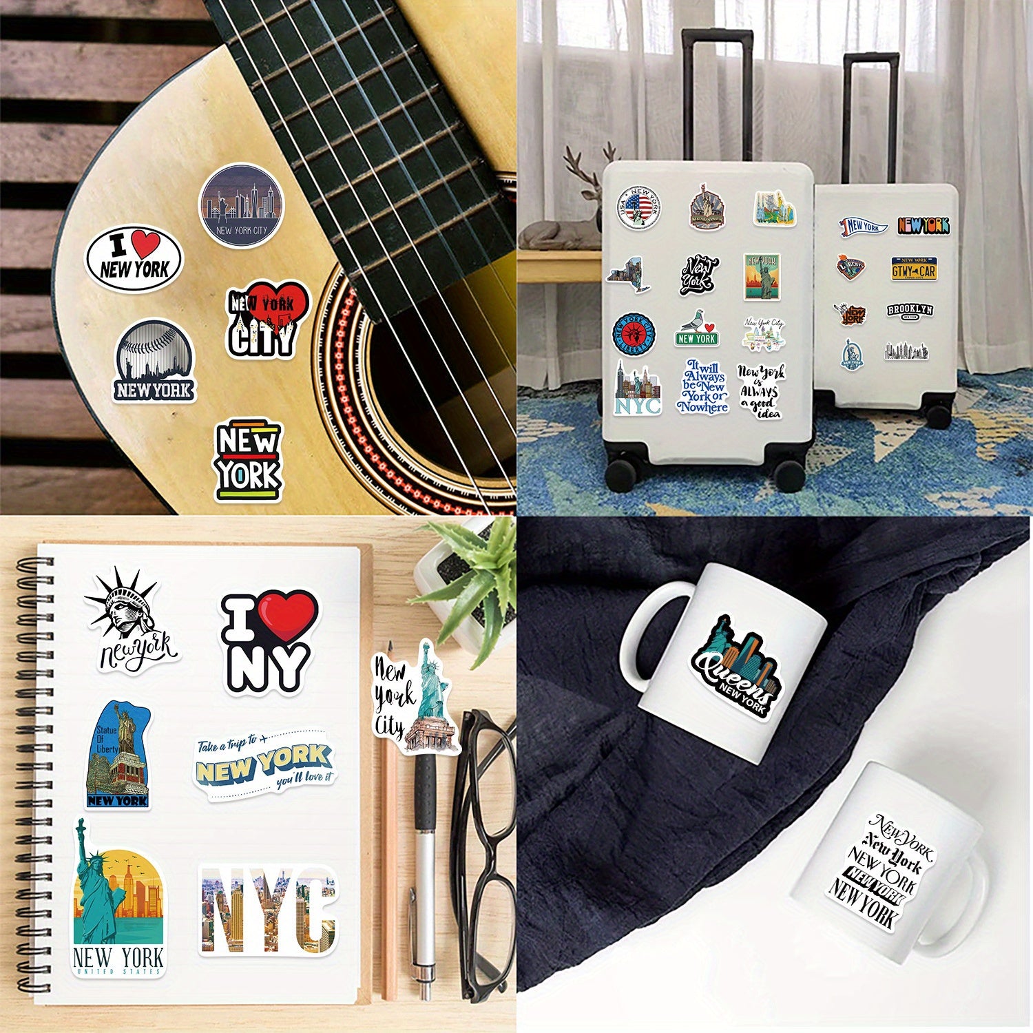 50pcs York Vinyl Waterproof Stickers for Water Bottle Laptop Phone Luggage