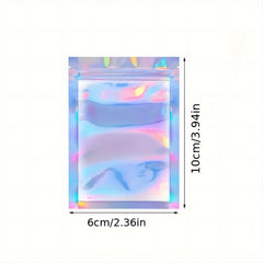 50pcs Holographic Foil Pouch Bag Smell Proof Resealable for Dry Jewelry Food Toy