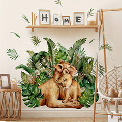 Cartoon Forest Animal Lion Wall Sticker - Bedroom Decor & Playful