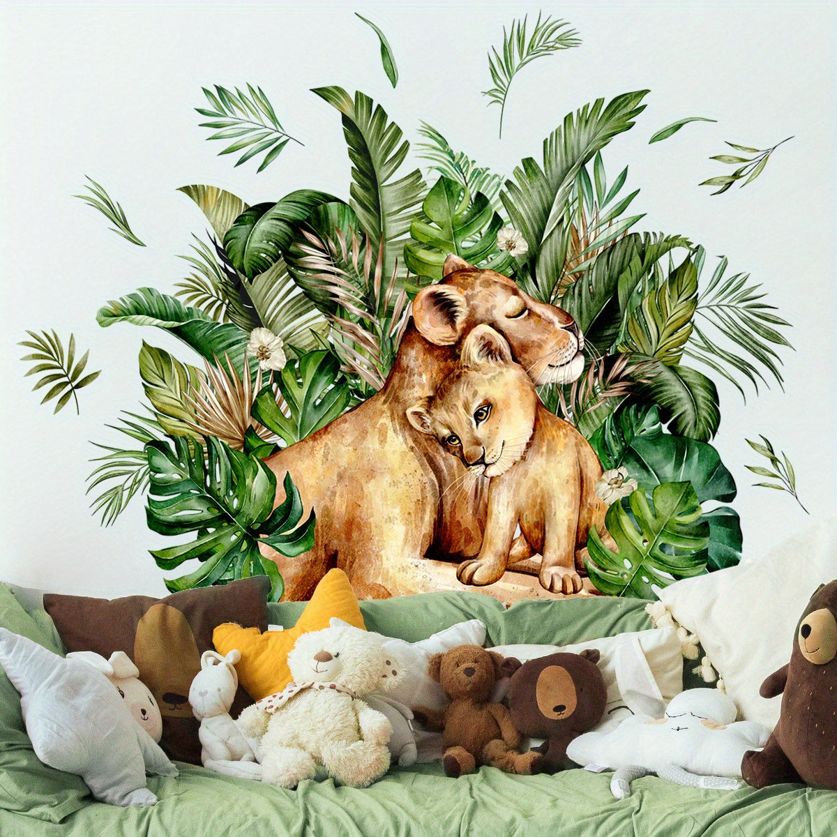 Cartoon Forest Animal Lion Wall Sticker - Bedroom Decor & Playful