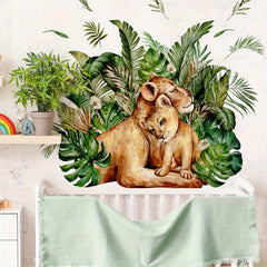 Cartoon Forest Animal Lion Wall Sticker - Bedroom Decor & Playful