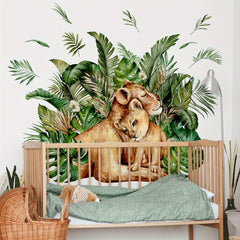 Cartoon Forest Animal Lion Wall Sticker - Bedroom Decor & Playful