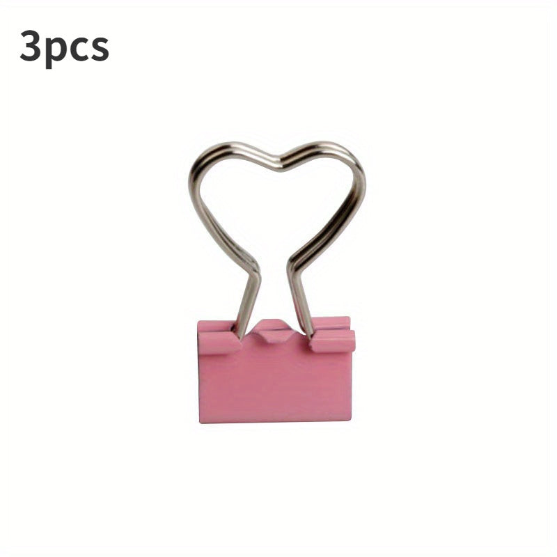 3pcs Heart Shaped Binder Clips - Creative & Organized