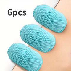 6pcs Medium Coarse Crochet Doll Wool Yarn for Scarf Sweater Shawl