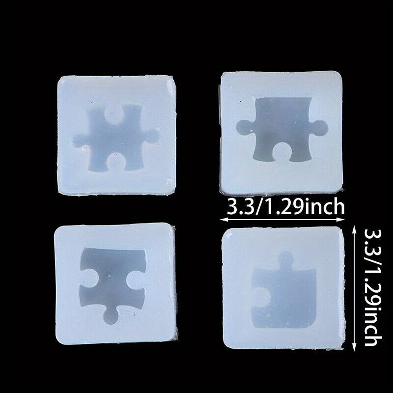 4pcs Silicone Puzzle Pendant Mold for DIY UV Resin Jewelry Casting