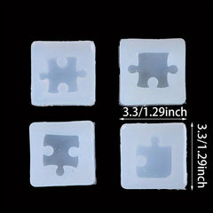 4pcs Silicone Puzzle Pendant Mold for DIY UV Resin Jewelry Casting