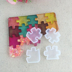 4pcs Silicone Puzzle Pendant Mold for DIY UV Resin Jewelry Casting