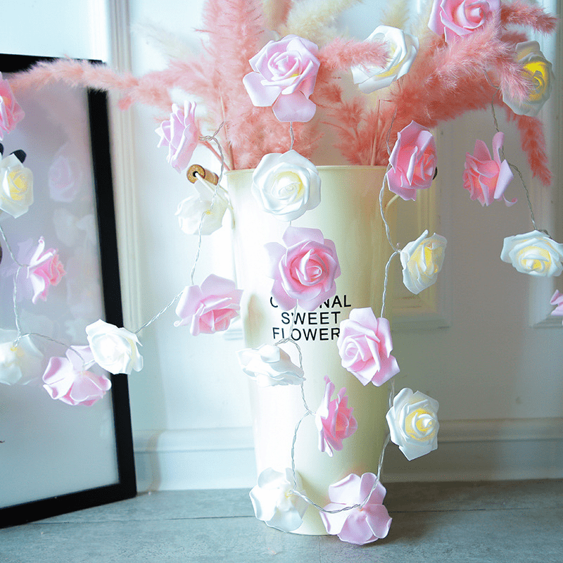 Pink Rose Light String LED Christmas Wedding Decoration