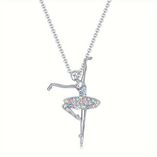 Colorful Skirt Ballet Pendant Necklace