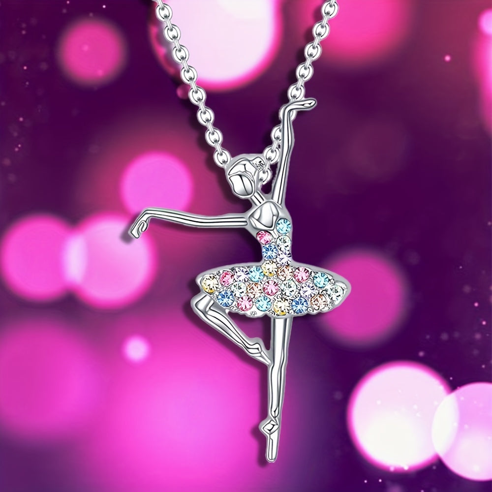 Colorful Skirt Ballet Pendant Necklace