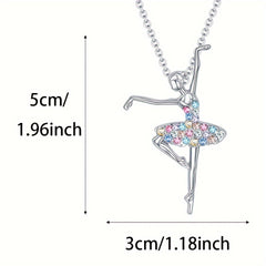 Colorful Skirt Ballet Pendant Necklace