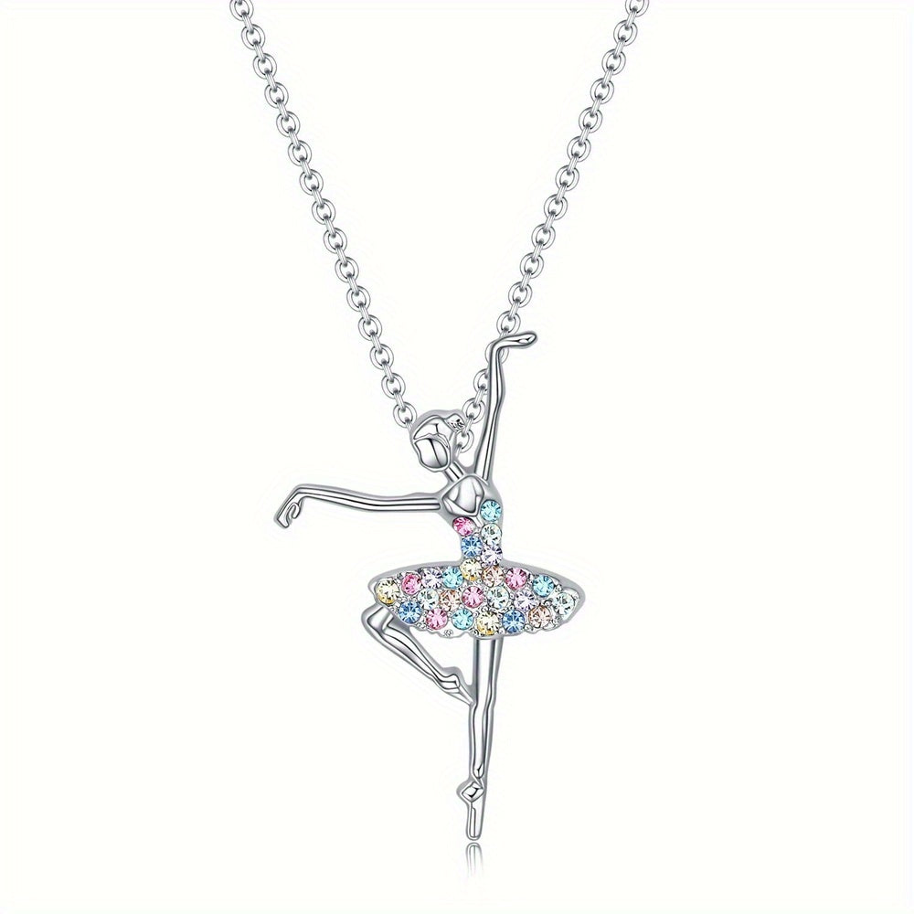 Colorful Skirt Ballet Pendant Necklace