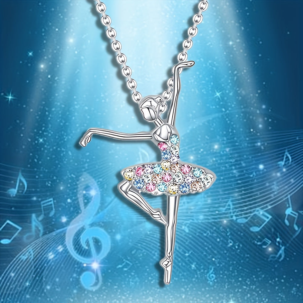 Colorful Skirt Ballet Pendant Necklace