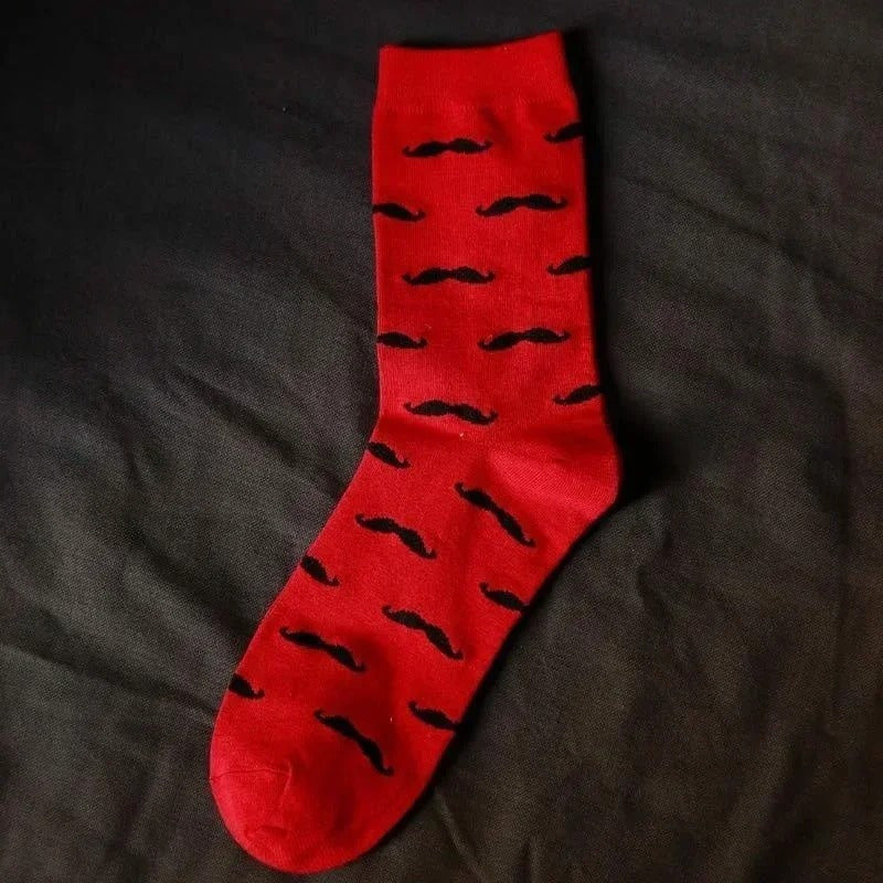 Men's Cartoon Mustache Crew Socks