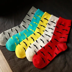 Men's Cartoon Mustache Crew Socks